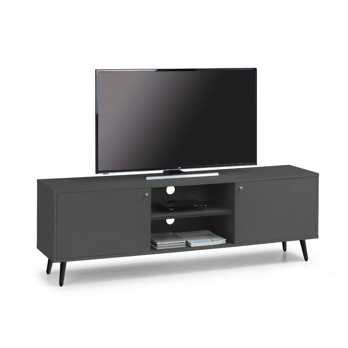 Sleek Grey & Gold Handled Media Unit | Moritz Range | Julian Bowen