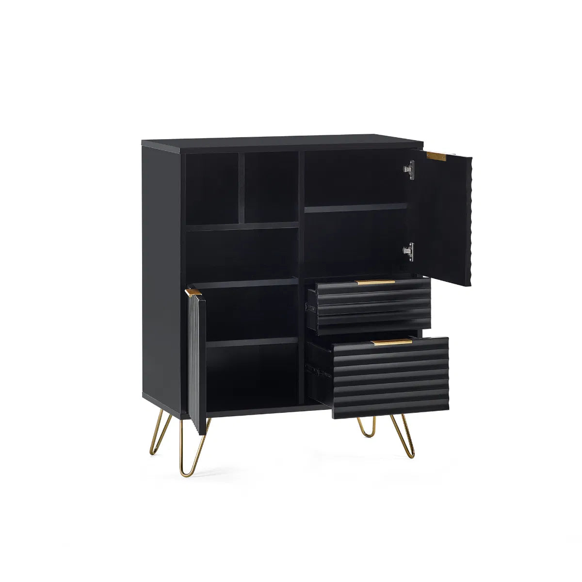 2 Door 2 Drawer Sculptured Sideboard In Matt Black | Murano | Julian Bowen - Wood Velvet