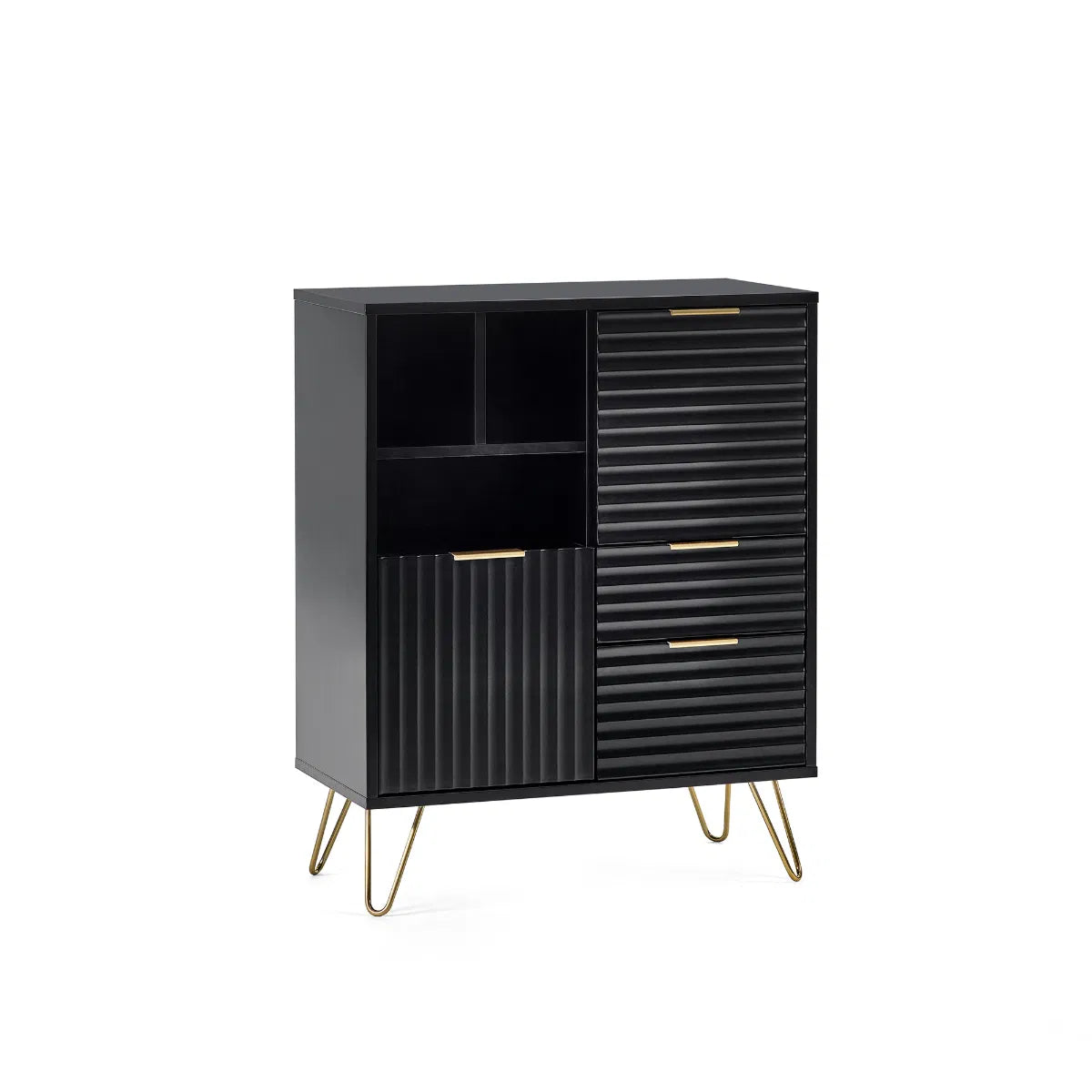 2 Door 2 Drawer Sculptured Sideboard In Matt Black | Murano | Julian Bowen - Wood Velvet