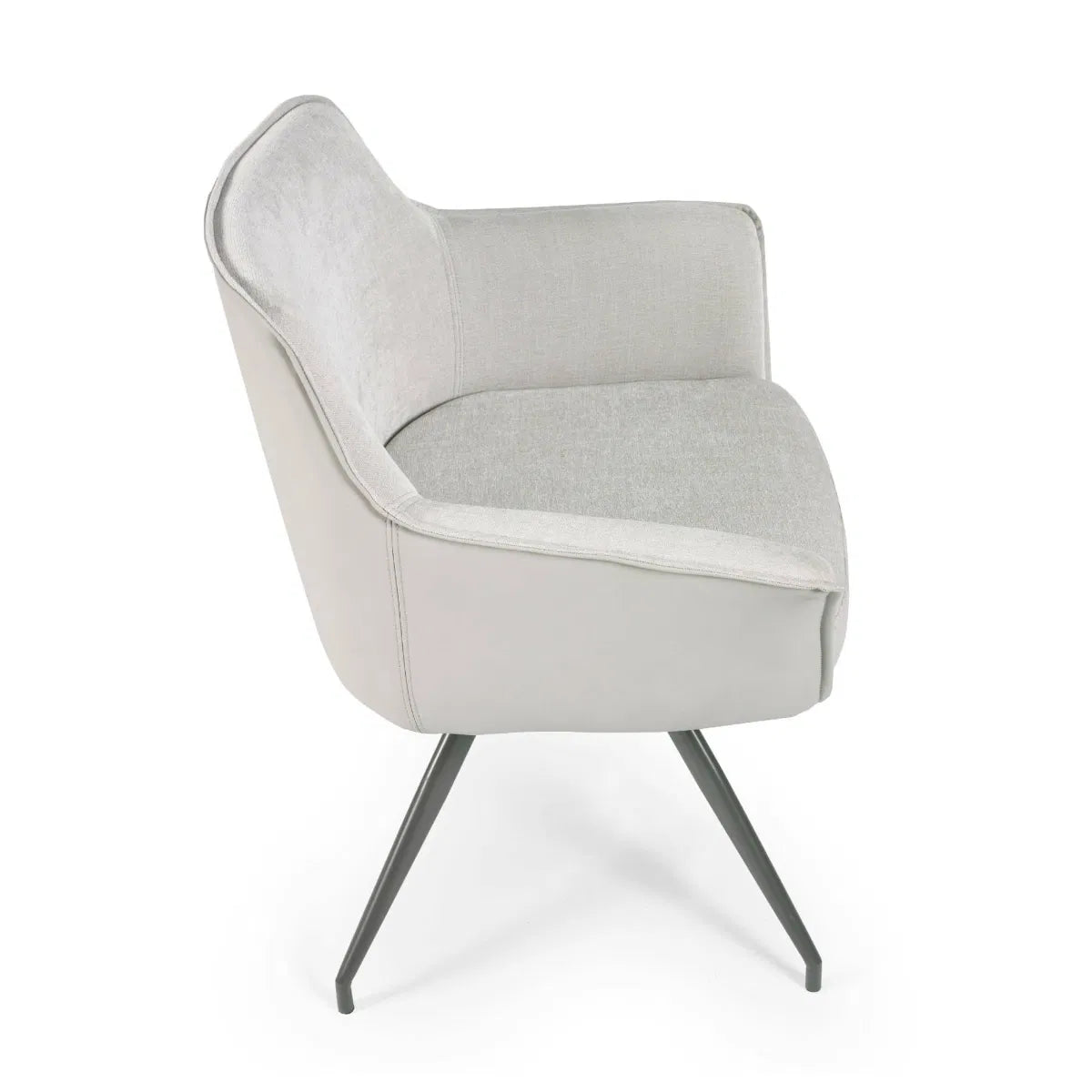 Soft Ivory Chenille & Faux Leather Dining Chair | Noah | Julian Bowen