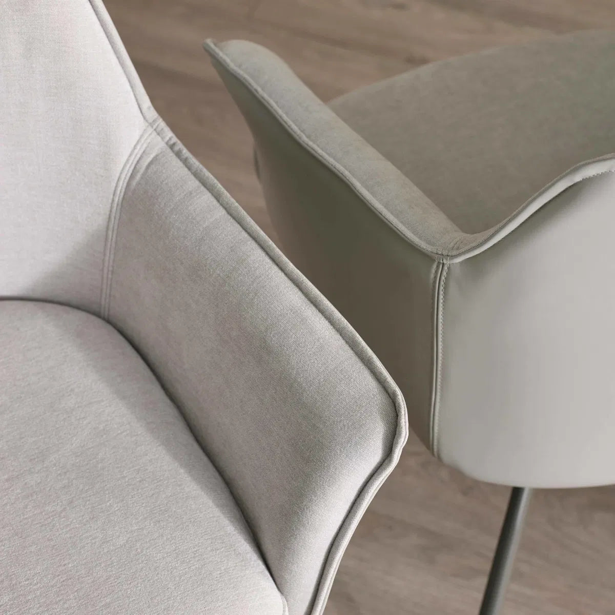 Soft Ivory Chenille & Faux Leather Dining Chair | Noah | Julian Bowen