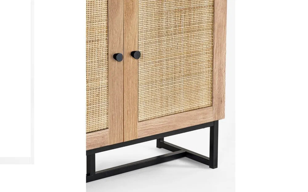 Julian Bowen Padstow Tall Bookcase In Rattan Oak - Wood Velvet