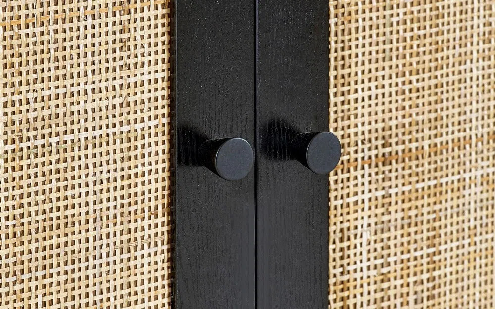 Julian Bowen Padstow Rattan Double Wardrobe In Black - Wood Velvet
