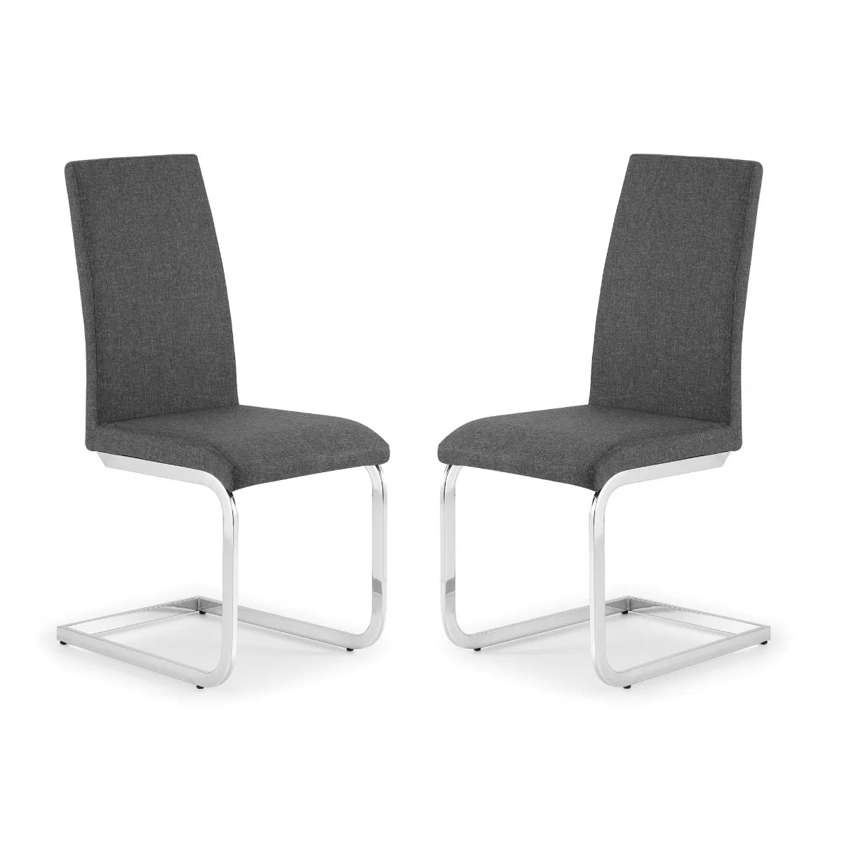 Roma Cantilever Dining Chairs In Slate Grey Linen | Set Of 2 | Julian Bowen
