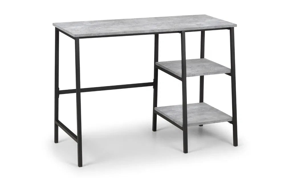 Julian Bowen Concrete Effect Metal Frame Desk | Staten Range | - Wood Velvet