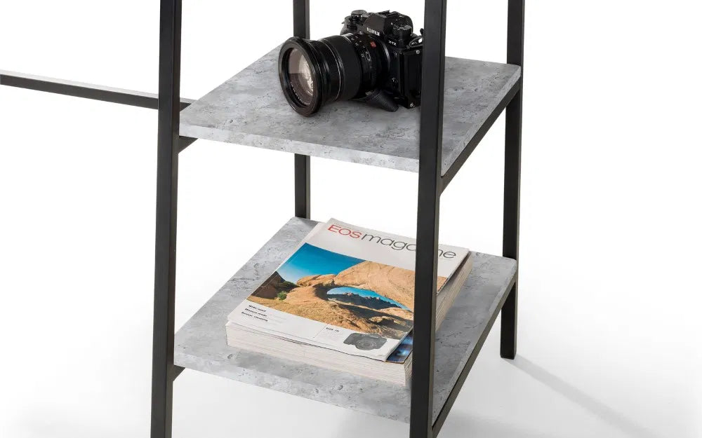 Julian Bowen Concrete Effect Metal Frame Desk | Staten Range | - Wood Velvet