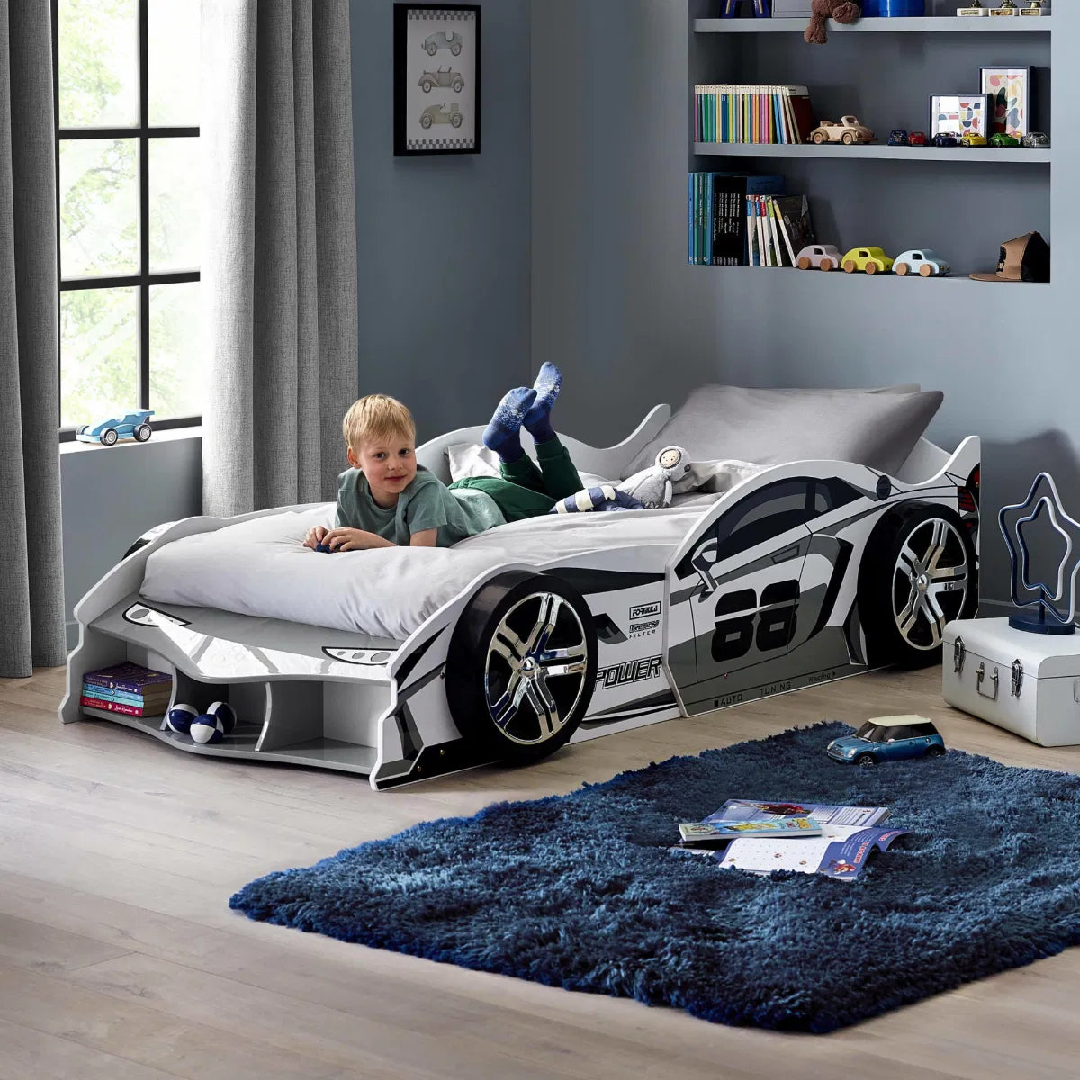 Kids Racer Car Bed | Storm | Julian Bowen - Wood Velvet