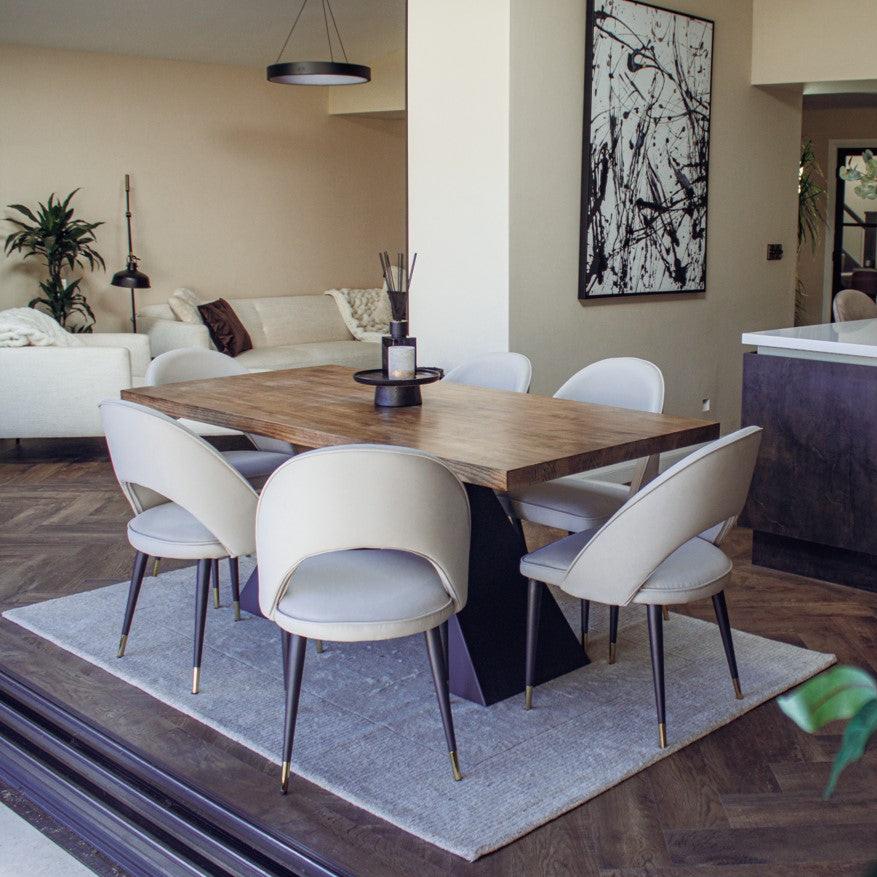 Akira Wooden Dining Table with Matte Black Legs - Wood Velvet