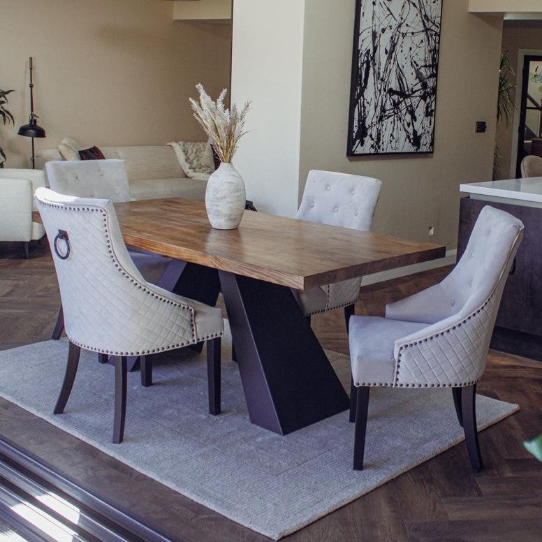 Akira Wooden Dining Table with Matte Black Legs - Wood Velvet