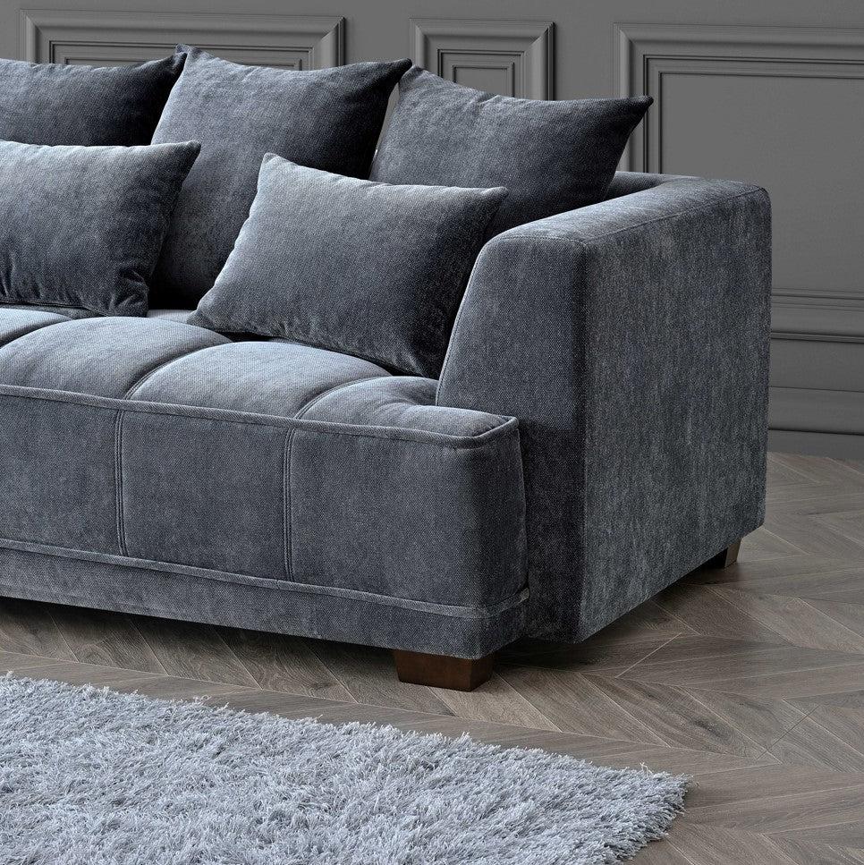 Gramercy Sofa Range in Steel Velvet - Wood Velvet