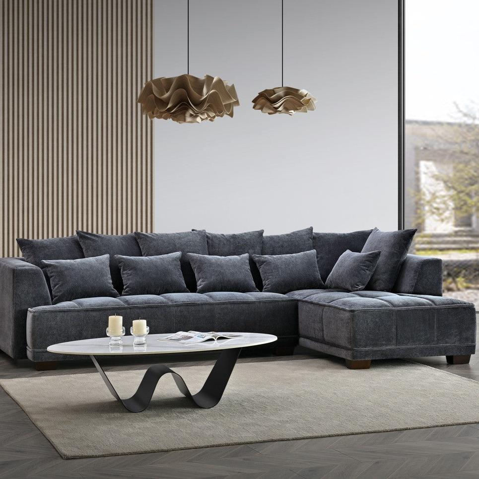 Gramercy Sofa Range in Steel Velvet - Wood Velvet