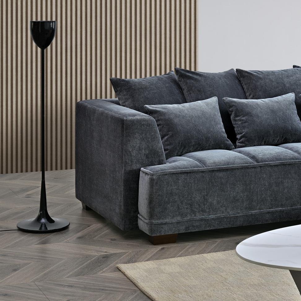 Gramercy Sofa Range in Steel Velvet - Wood Velvet