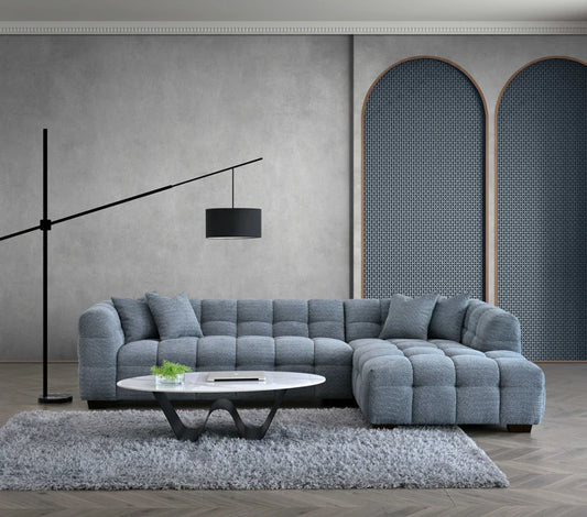 Chaise Corner Sofa in Iron Grey Boucle | Tribeca | Furnish365 | - Wood Velvet