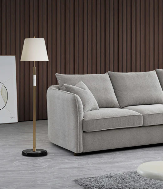 Chaise Corner Sofa In Pebble Boucle | On Trend Contemporary Curve | Rubin Range - Wood Velvet