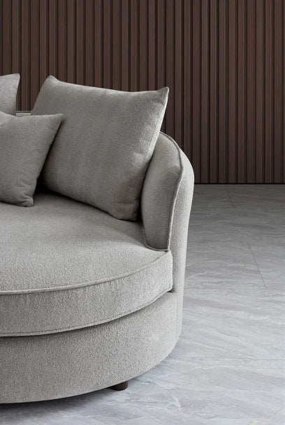 Chaise Corner Sofa In Pebble Boucle | On Trend Contemporary Curve | Rubin Range - Wood Velvet