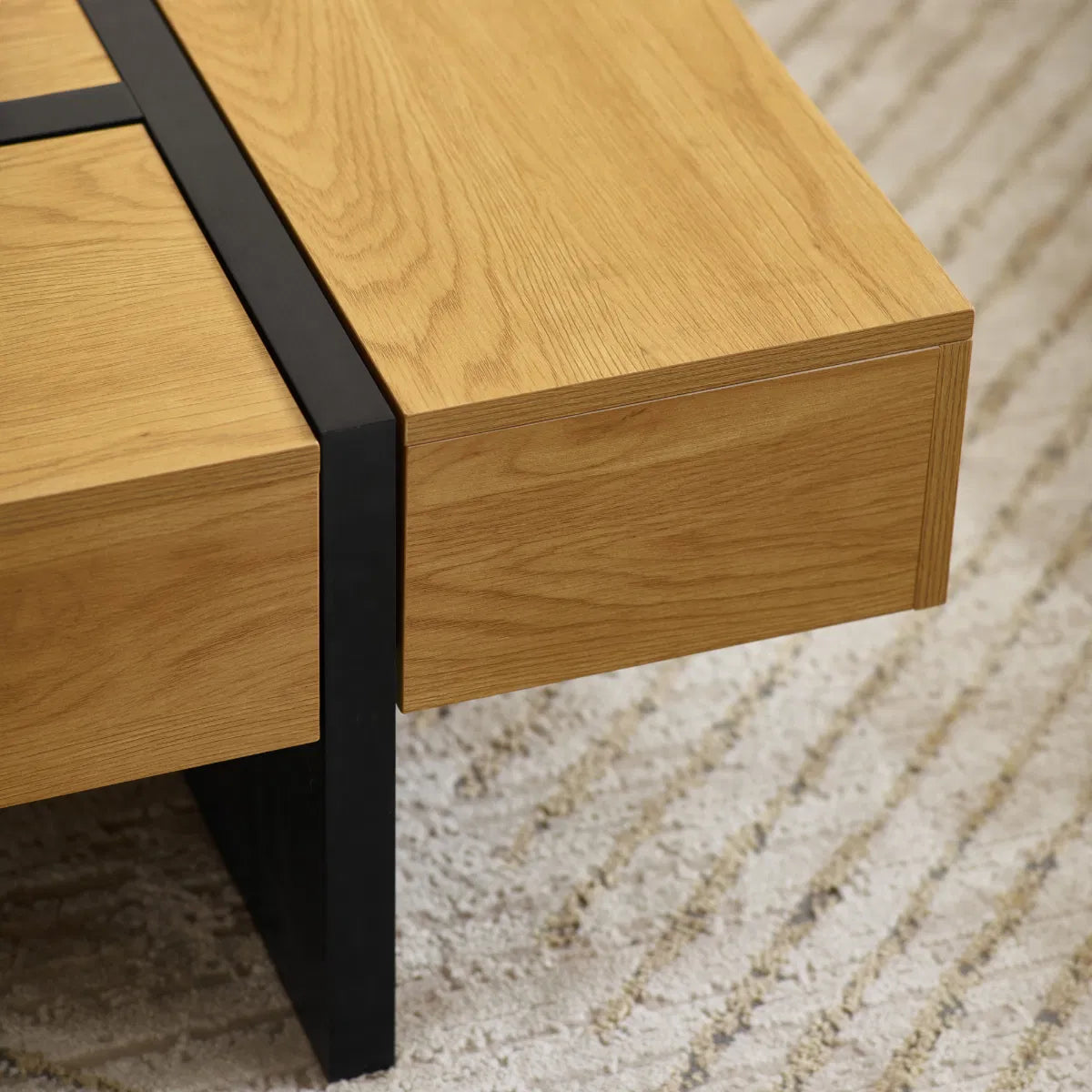 Geometric Oak-effect Square Storage Coffee Table | Tahoe Range | Julian Bowen - Wood Velvet