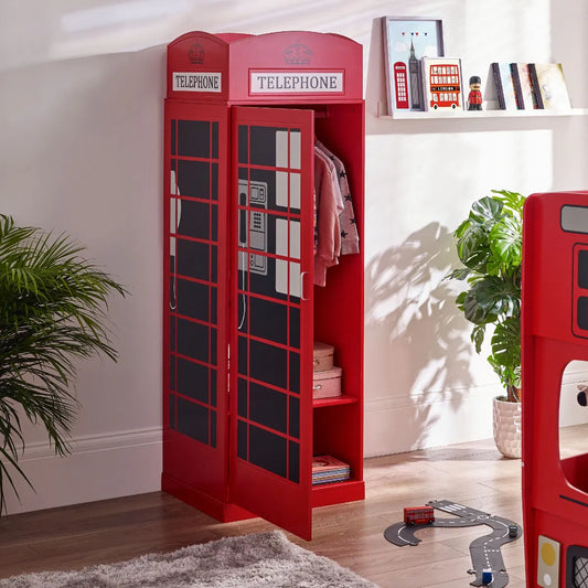 Julian Bowen British Phone Box Wardrobe In Iconic Red - Wood Velvet