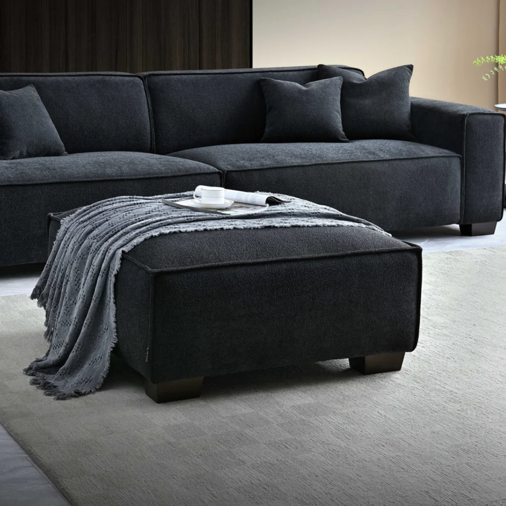 Dakota 4 seater with Chaise in Midnight Boucle - Wood Velvet