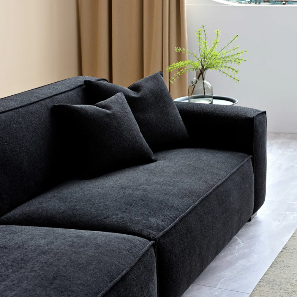 Dakota 4 seater with Chaise in Midnight Boucle - Wood Velvet