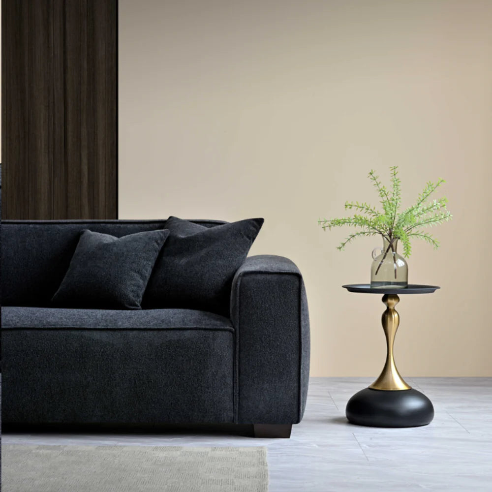 Dakota 4 seater with Chaise in Midnight Boucle - Wood Velvet