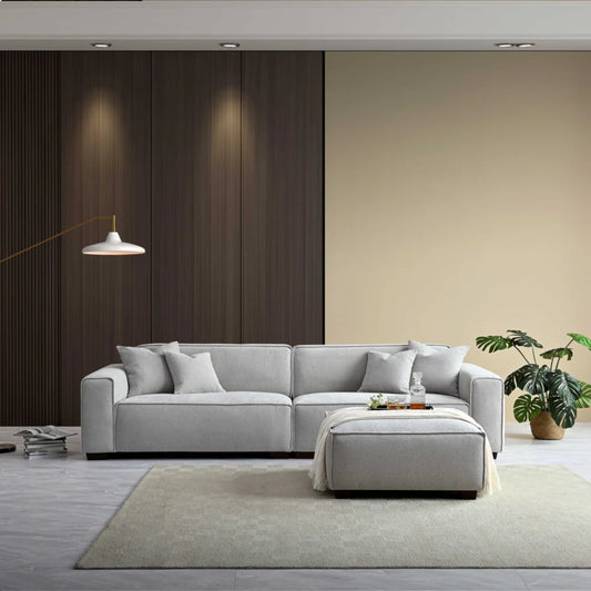 Dakota 4 seater with Chaise in Pebble Boucle - Wood Velvet