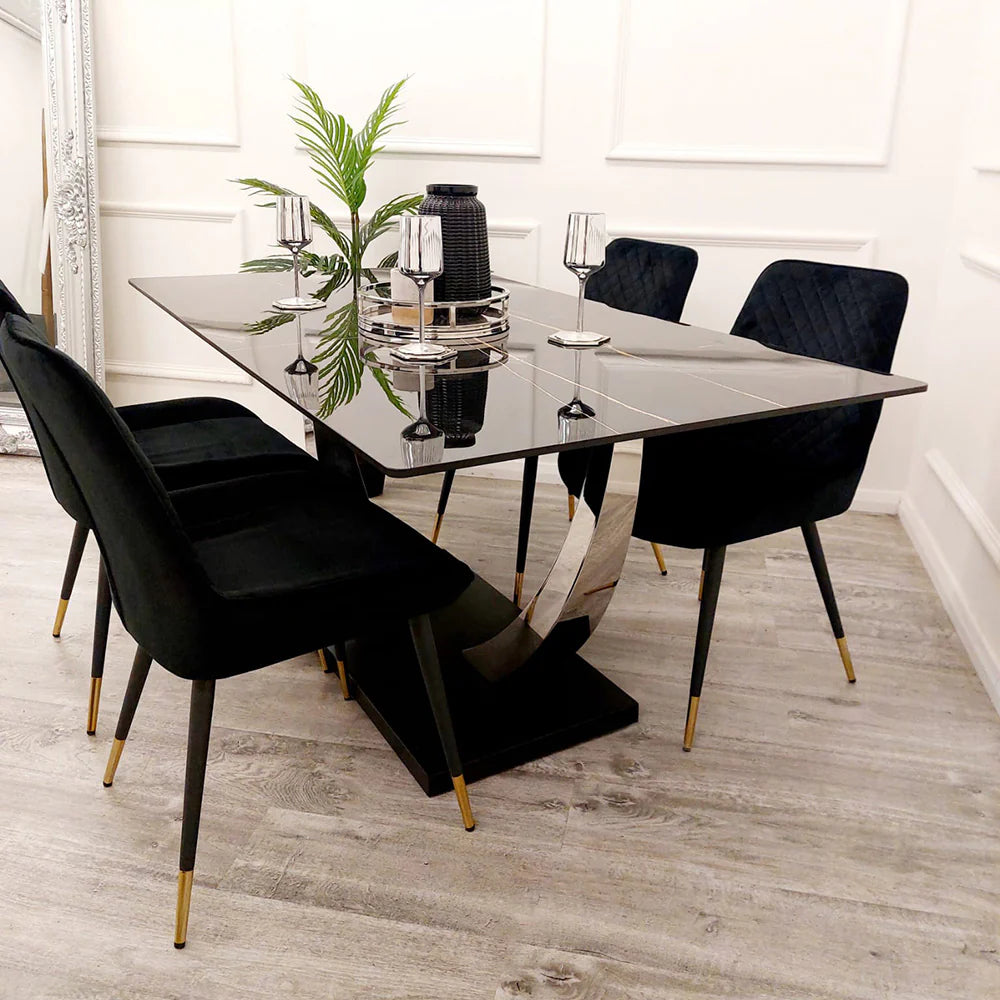 Venus Dining Table & Luna Dining Chair Combo - Wood Velvet