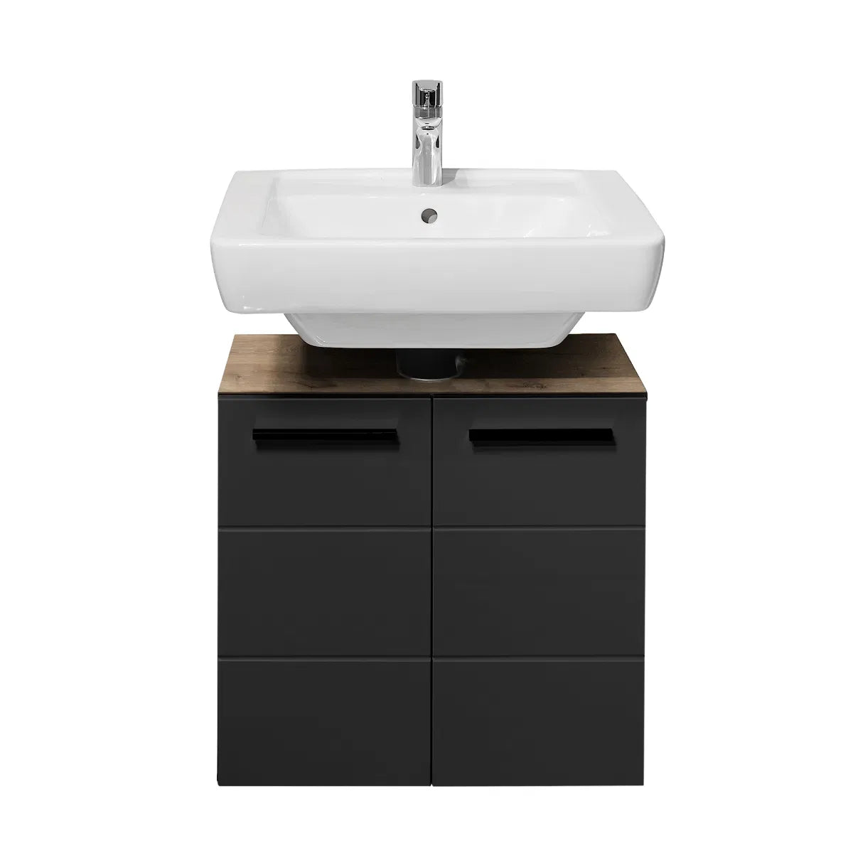 Matte Black & Oak Under Sink Cabinet | Vista Range | Julian Bowen