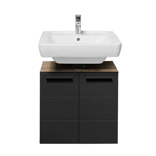 Matte Black & Oak Under Sink Cabinet | Vista Range | Julian Bowen - Wood Velvet