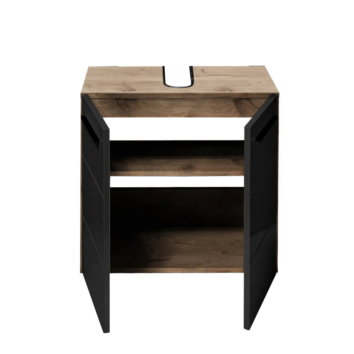 Matte Black & Oak Under Sink Cabinet | Vista Range | Julian Bowen - Wood Velvet