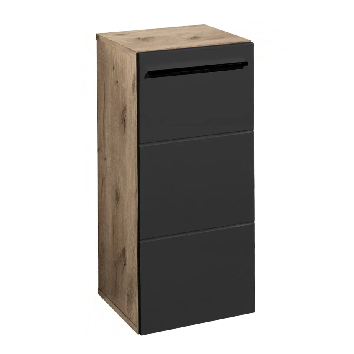 Matte Black & Oak Bathroom Cabinet | Vista Range | Julian Bowen