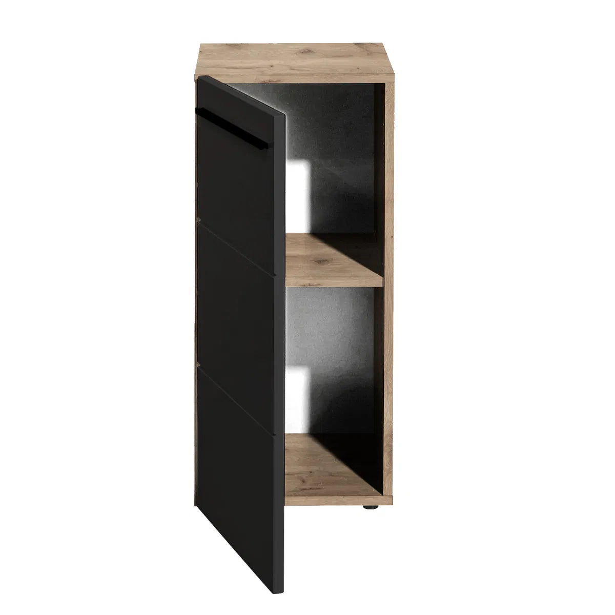 Matte Black & Oak Bathroom Cabinet | Vista Range | Julian Bowen