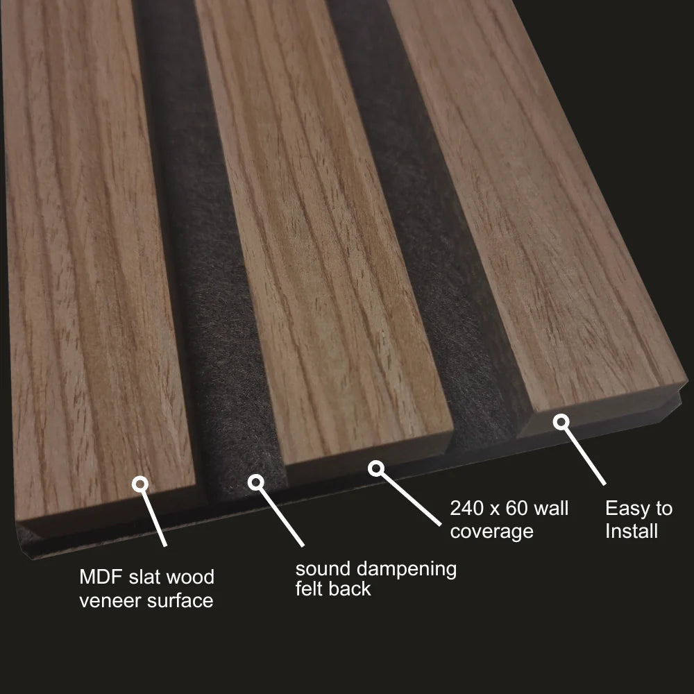 Acoustic Slatted Wall Panels - Black - Wood Velvet