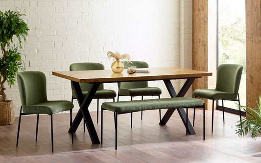 Julian Bowen Leonie Bench in Green or Grey - Wood Velvet