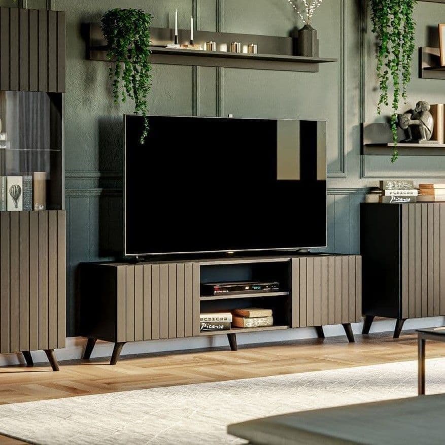Atlantis Matte Black Large TV Cabinet - Wood Velvet