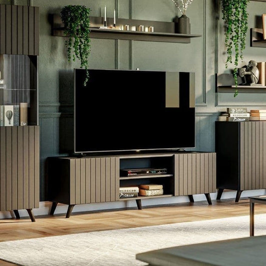 Atlantis Matte Black Large TV Cabinet - Wood Velvet