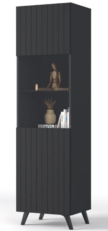 Atlantis Matte Black Tall Display Cabinet - Wood Velvet