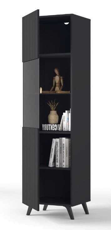 Atlantis Matte Black Tall Display Cabinet - Wood Velvet