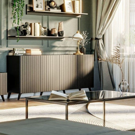 Atlantis Matte Black Wide 4 Door Sideboard - Wood Velvet