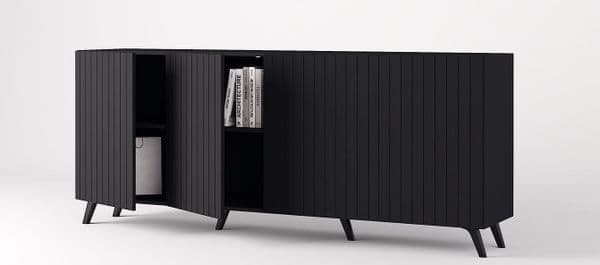 Atlantis Matte Black Wide 4 Door Sideboard - Wood Velvet