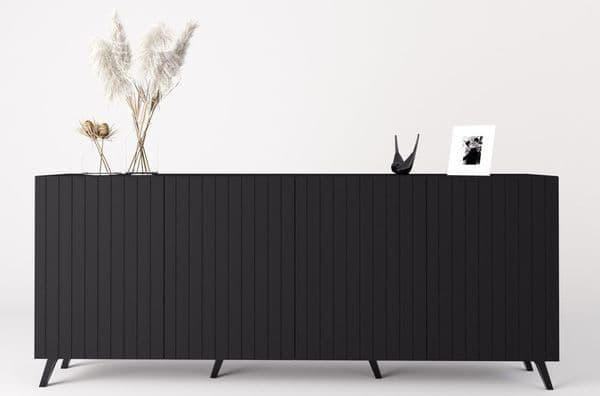 Atlantis Matte Black Wide 4 Door Sideboard - Wood Velvet