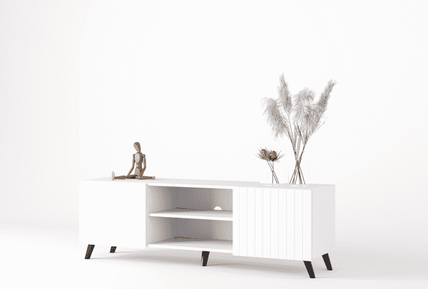 Atlantis Matte White Large TV Cabinet - Wood Velvet