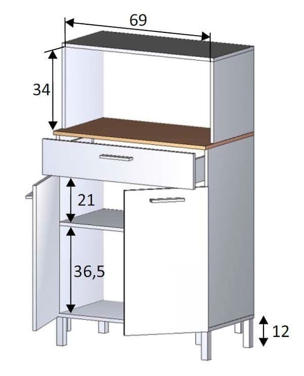 Denby White And Oak 2 Door Utility Kitchen Cupboard - Wood Velvet