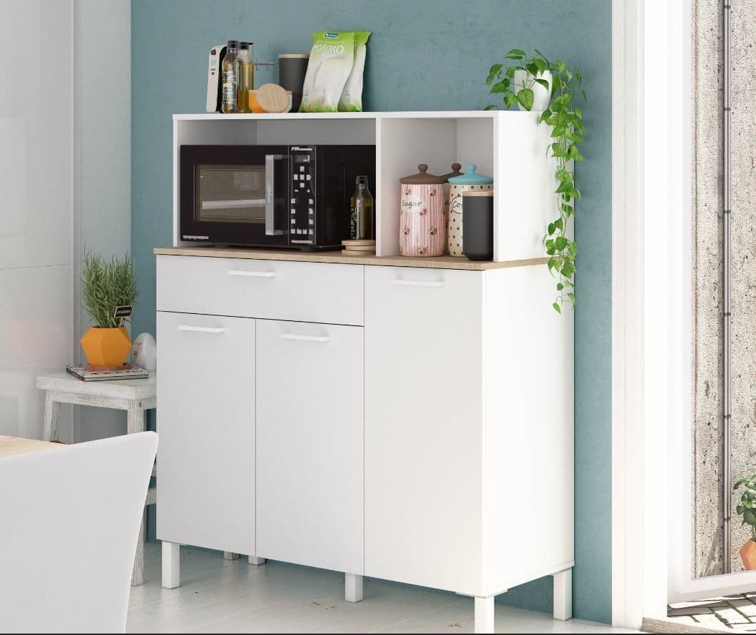 Denby White And Oak 3 Door Utility Kitchen Cupboard - Wood Velvet