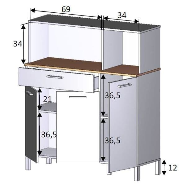 Denby White And Oak 3 Door Utility Kitchen Cupboard - Wood Velvet