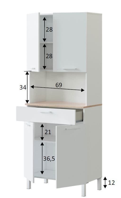 Denby White And Oak 4 Door Utility Kitchen Cupboard - Wood Velvet