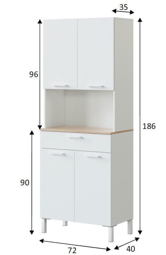 Denby White And Oak 4 Door Utility Kitchen Cupboard - Wood Velvet