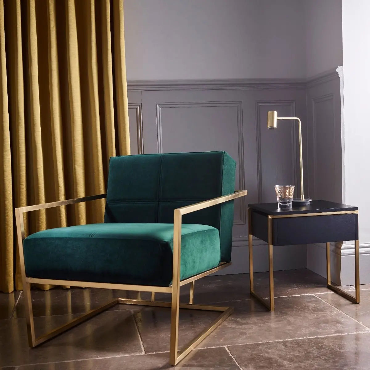 Federico Side Table Drawer By Gillmore - Wood Velvet