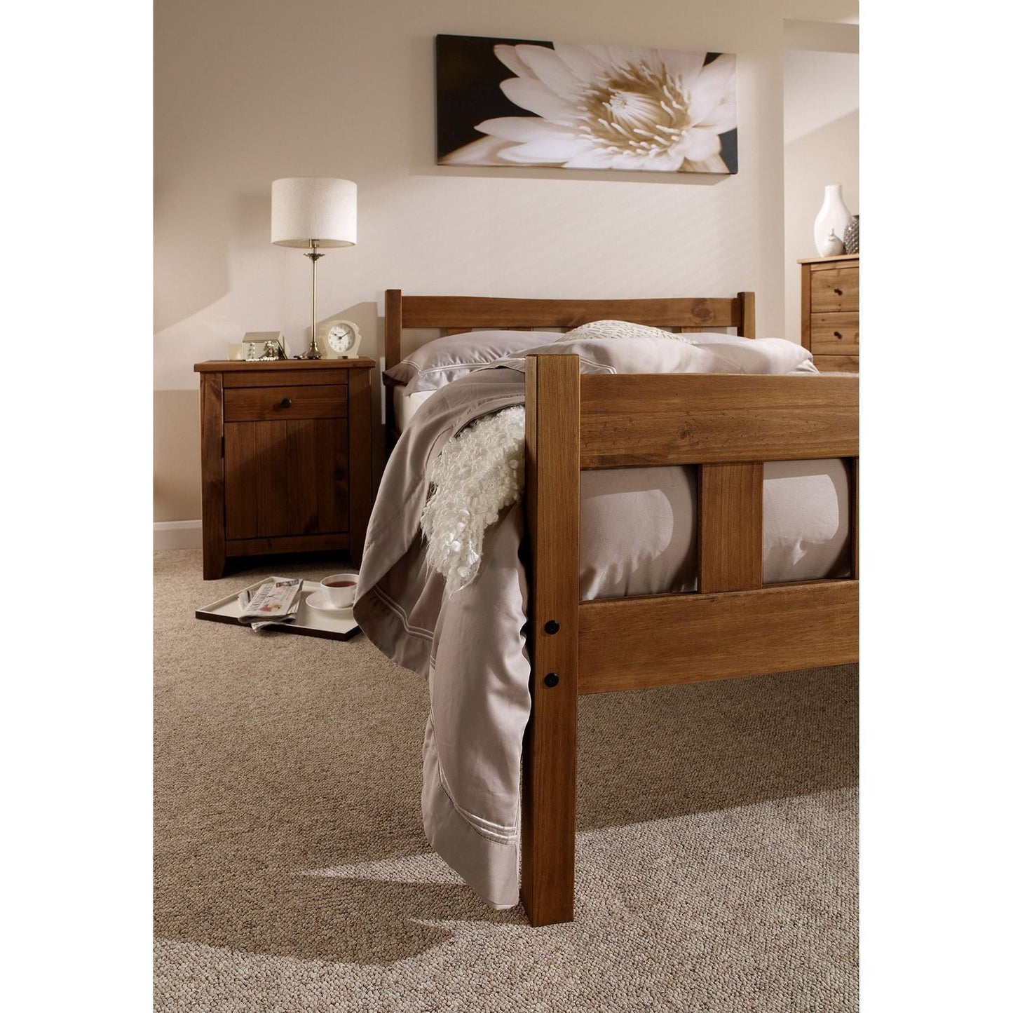 Havana Bed Frame Contemporary Pine - Wood Velvet