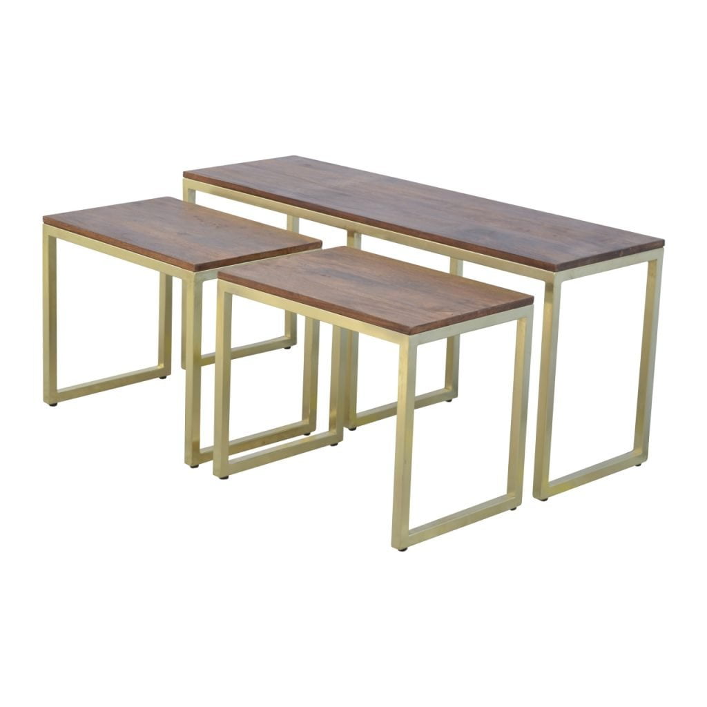 Chunky Gold Table Set of 3 - Wood Velvet