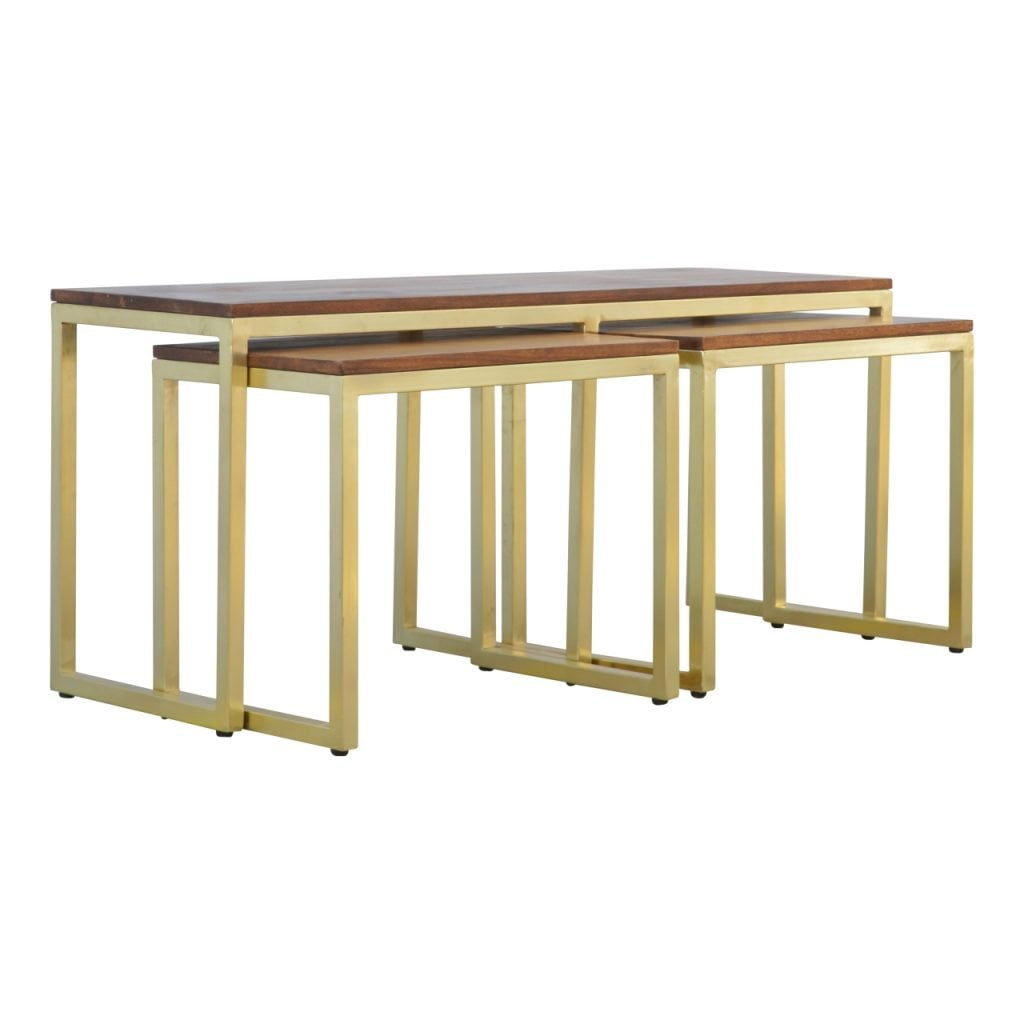 Chunky Gold Table Set of 3 - Wood Velvet